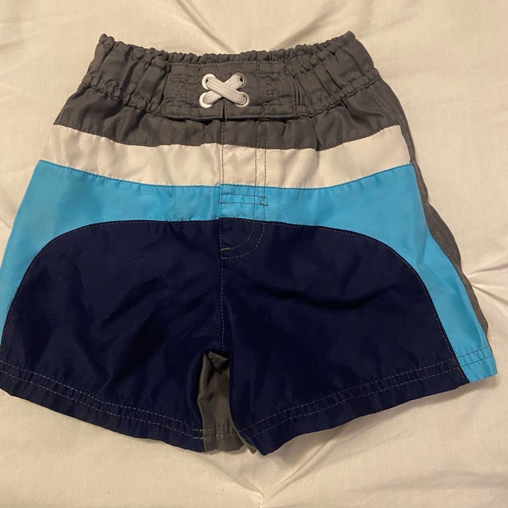 Circo Blue White Gray Swimming Trunks Lined Inside
